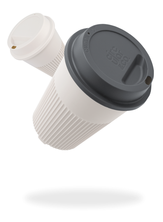 Reusable Drinkware, recycled coffee cups made from fabric waste