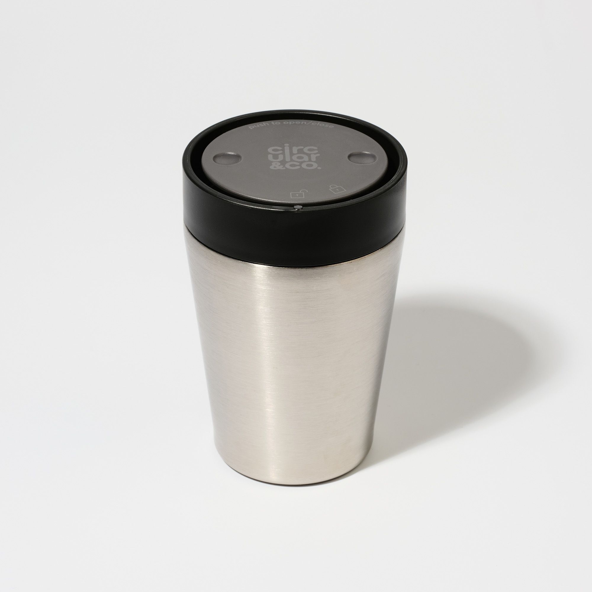 Circular&Co Reusable Travel Mug Coffee Cup Uncoated Stainless Steel Ink Black 8oz